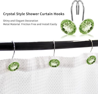 MitoVilla Sage Green Shower Curtain Hooks Rings, Metal Shower Hooks for Shower Curtain Liner, Sage Green Rust Proof Shower Rings for Curtain Accessories and Bathroom Shower Rod, 12 Pack Bathroom Set