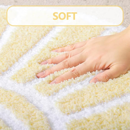 TRUEDAYS Bath Rug Beige Sun Bath Mat, Half Circle Cute Boho Bathroom Rugs Soft and Fluffy, Water Absorbent Bath Rug Machine Washable Bathroom Mat