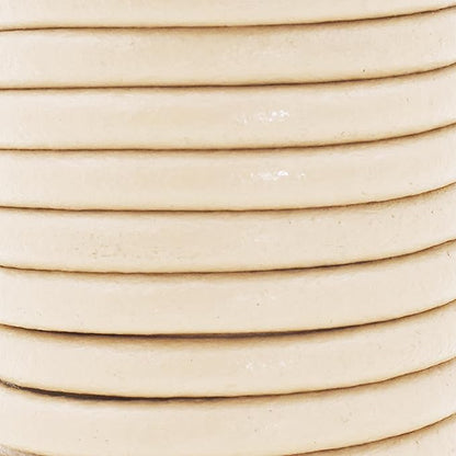 Mandala Crafts Round Genuine Cream Leather Cord for Jewelry Making – 6mm Cowhide Leather Rope String Lace for Kumihimo – 4.4 Yards Cowhide Craft Cording Spool