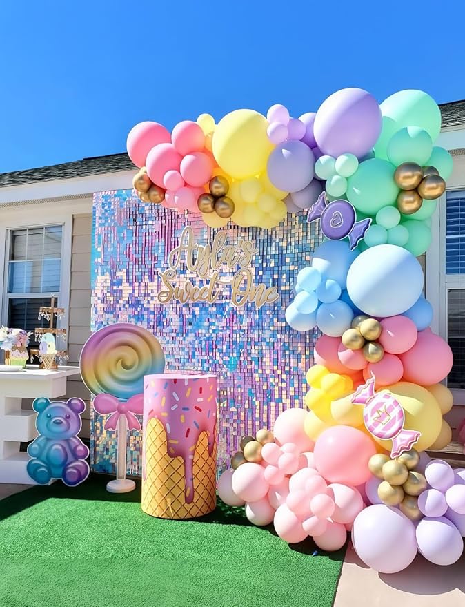 Pastel Rainbow Balloon Arch Kit Garland, Macaron Balloon Arch 137Pcs Pastel Balloons Different Sizes Spring Balloons for Spring Birthday Baby Shower Easter Unicorn Party Decorations