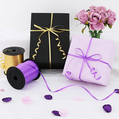 TONIFUL 500 Yards Curling Ribbon-Balloon Ribbon-Balloon String for Art&Craft Decor,Gift Wrapping,Ribbons and Bows for Christmas New Year Birthday Gifts Graduation Supplies (Purple Gold)