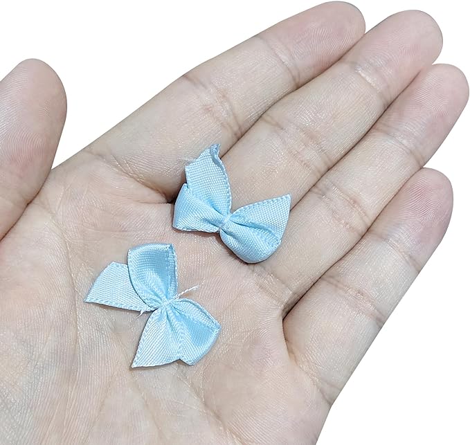 MECCANIXITY 50Pcs Mini Ribbon Bow 1" Mini Fabric Satin Ribbon Flower Bows for Craft DIY Sewing Wedding Birthday Party Orange