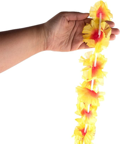 Super Z Outlet Giant Hawaiian Ruffled Simulated Colorful Luau Silk Flower Leis Jumbo Necklaces for Tropical Island Beach Theme Party Event, Birthday Supplies, Costume (12 Pack)