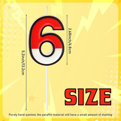 Conelist Cartoon Red and White Birthday Cake Candle Numeral Birthday Cake Topper for Animated Decoration Cartoon Party Supplies(Number 6)