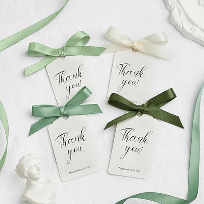 Mauproy 3/8 Inch Sage Green Satin Ribbon, 4 Rolls Total 40 Yards, Double Faced Mixed Green Thin Ribbon for Gift Wrapping, Flower Bouquets, Crafts, Wedding Decorations
