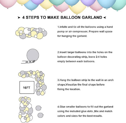 Pastel Balloon Garland Arch Kit, 120pcs Macaron Color Rainbow Party Balloons for Baby Shower Birthday Party Decorations