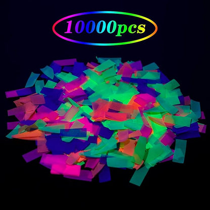 10000 pieces UV Neon Confetti Blacklight Glow Party Confetti 5 Colors Neon Fluorescent Tissue Confetti For Wedding Bachelorette Baby Shower Birthday New Years Party Confetti Decorations