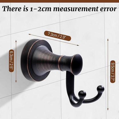 Oil Rubbed Bronze Bathroom Towel Hook, Bronze Bathroom Robe Hook, Heavy Duty Double Towel Hooks Bath Farmhouse Coat Clothes Hook Wall Mounted Rustic for Kitchen Washroom