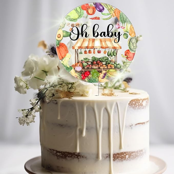Locally Grown Baby Shower Decorations - Classic Birthday Decorations Cake Topper Acrylic Sign, Baby Shower Birthday Party Supplies