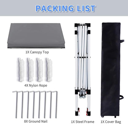 Pop Up Canopy 8X8 FT,Portable Sun Instant Shelter w/Backpack Bag,Waterproof,Adjustable Straight Leg Heights Canopies,Outdoor Tents for Parties,Camping,Commercial Event,Grey