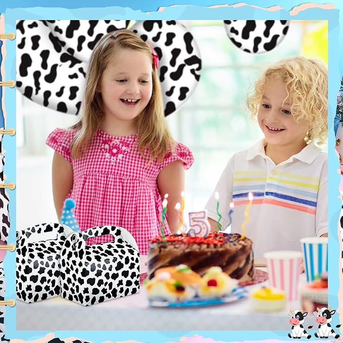 Epakh 24 Pack Cow Party Favor Treat Boxes Candy Treat Present Boxes Cow Print Gift Bags Farm Goodie Boxes for Birthday Wedding Party Supplies Decoration Baby Shower