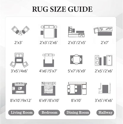 Area Rug for Living Room 9x12: Large Washable Boho Moroccan Rugs Geometric Neutral Rug, Non-Slip Foldable Morden Farmhouse Indoor Floor Carpet for Bedroom Dining Table Home（Black,9'X12'）