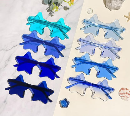 SUNOVELTIES 16/48 Star Rimless Sunglasses Irregular One Piece Colored Party Glasses Transparent Fun sunglasses for Teen Adult