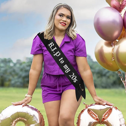 WANGDEFA R.I.P to My 20s Sash RIP to My 20s Birthday Sash for Girl for 30 th Birthday Girl Funeral for Youth 30th Decorations