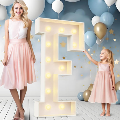 Ledido 4FT Marquee Light Up Letters, Large Light Up Letters for Party Decoration, Marquee Letter for Birthday Graduation Baby Shower Wedding, Pre-cut Foam Board Assembly Required Letter F