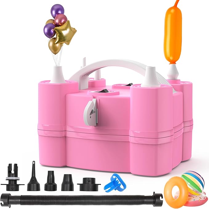 Balloon Pump, Triple Inflating Ports for 260q Foil Latex Mylar Balloon, 3-in-1 Electric Air Pump for Inflatables and Balloons, Inflator Deflator for Swimming Rings Air Mattress Pool Floats