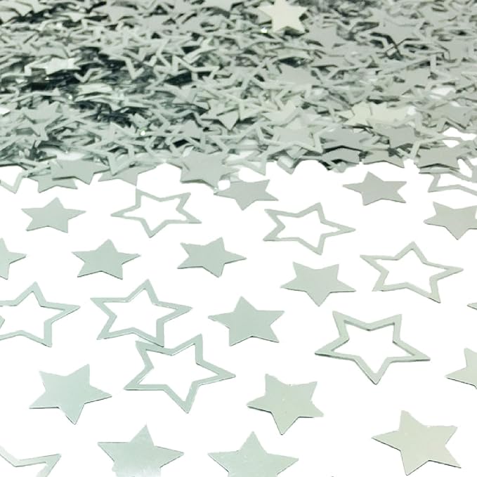 Confetti Star Confetti Birthday Party Scatter Wedding Party Sequins Glitter Metallic Table Decoration for Anniversary Birthday Retirement Weeding event Supplies.(Star 2 Size Silver)