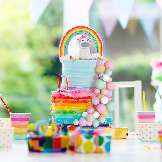 138 Pcs Balls Cake Topper Decorations Balloon Cupcake Toppers Foam Multisize Cake Topper Balls for Birthday Party Wedding Anniversary(Multicolor)