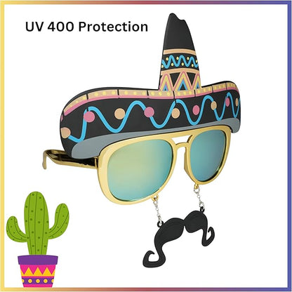 Sun-Staches Fiesta Fun Sombrero Sunglasses | Photo Booth | Party Attire or Party Favor | One Size Fits Most