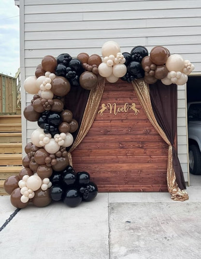 Black Brown Nude Balloon Garland Arch Kit 201Pcs Different Size Brown Balloon Garland for Rodeo Wild West Country Birthday Baby Shower Farm Fiesta Gender Reveal Party Western Theme Party Decor
