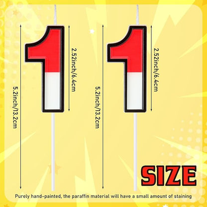 Conelist Cartoon Red and White Birthday Cake Candle Numeral Birthday Cake Topper for Animated Decoration Cartoon Party Supplies(Number 11)
