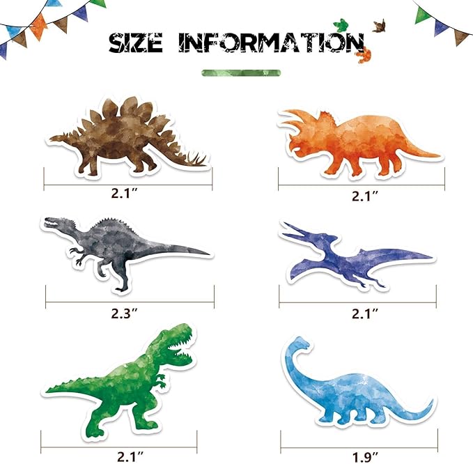 WERNNSAI 36 PCS Dinosaur Cake Toppers - Dinosaur Birthday Decorations Dino Cupcake Toppers Watercolor Happy Birthday Cupcake Topper Dino Cake Decorations