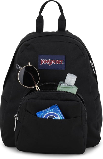 JanSport Half Pint Mini Backpack, 10.2 L - Durable Mini Bag Purse with Adjustable Shoulder Straps, Single Main Compartment, Zippered Stash Pocket, Black