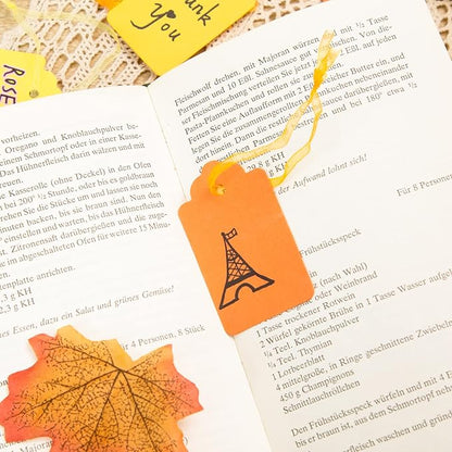 SallyFashion 100PCS Gift Tags, Yellow Paper Tags Hanging Label with Organza Ribbons for Gift Wrapping Fall Thanksgiving DIY Crafts Decoration