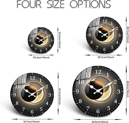 Black Gold Analog Wall Clock 12 Inch, Wooden Silent Wall Clocks Non-Ticking, Easy-to-Read Wall Clocks Battery Operated Decorative for Bedroom Kitchen Living Room Wall Décor