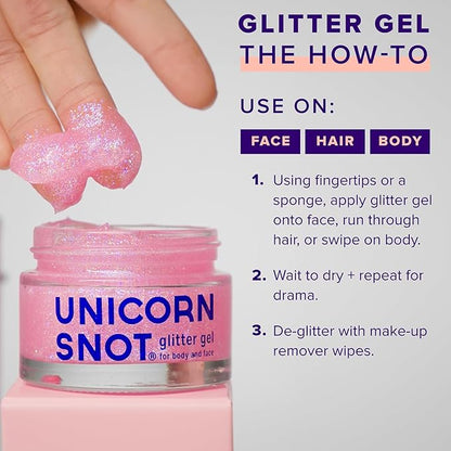 UNICORN SNOT Holographic Face Glitter & Body Glitter Gel | Holiday Glitter Makeup: Stocking Stuffers & Christmas Gift | Hair Glitter, Vegan & Cruelty Free, 1.7 oz Pink Glitter (Flamingo)