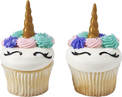 DECOPAC Unicorn Horn Cake Picks, 72-Pack, Cupcake Toppers, Reusable Decorations for Cakes, Cupcakes and other Bakes, Create Magical Treats with This Decorative Topper