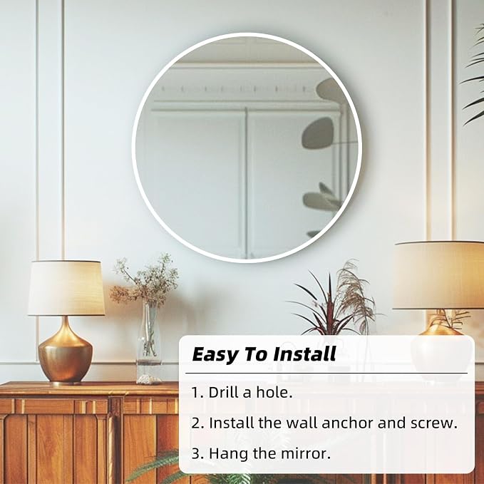 White Round Mirror 30 inch, White Circle Mirror, Round Bathroom Mirrors Metal Frame, Circle Wall Mirrors for Bathroom, Living Room, Hallway, Vanity, Over Sink