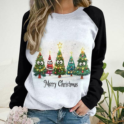 LOAIHA Christmas Sweatshirts for Women Christmas Tree Graphic Shirt Xmas Long Sleeve Merry Christmas Pullover Blouse