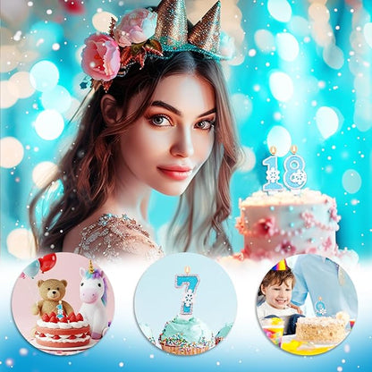 2nd Blue Snowflake Birthday Candles Frozen Themed Number 2 Candles for Cake Topper Cupcake Decorations Party Decor Anniversary Celebrations Supplies