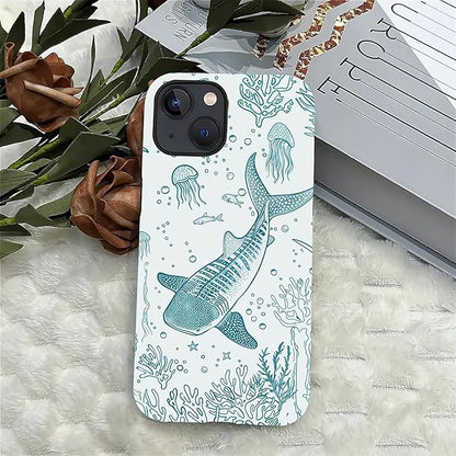 for iPhone 15 Plus Case,HH2 Ocean Whale Shark Hybrid 2 Layer Hard Shell Silicone Protective Pattern Design Case