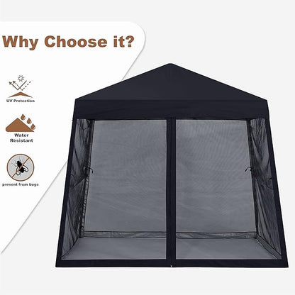 MASTERCANOPY Pop Up Gazebo Canopy with Mosquito Netting (11x11, Black)