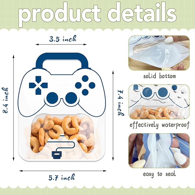 50PCS Bulk Gift Bags for Kids with Handle,Children Large Goodie Bags with Stand-up Bottom, Grip Seal Party Favor Bag, Game Party Favor Students Back to School Treat Bag for Birthday, Classroom
