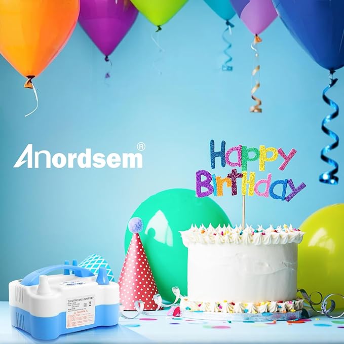 Anordsem Electric Balloon Air Pump: Polypropylene Plastic Case with Dual Nozzle - Quick Inflating for All Balloons at Home - Blower Machine Knotter/Ribbon for Parents Party DIY Decoration