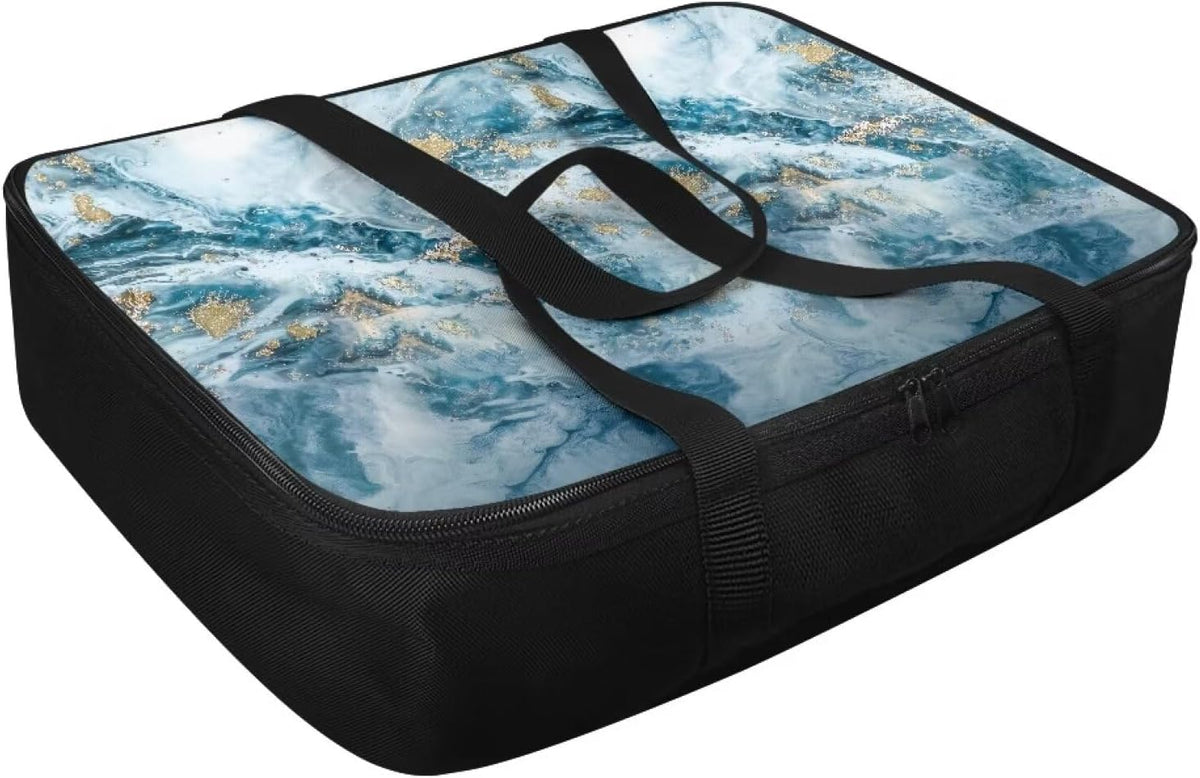 Blue Marble Print Insulated Casserole Carrier Travel Bag for Hot or Cold Food Dish Carrying Case for Beach Parties Picnic