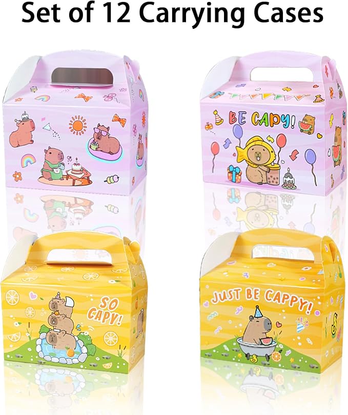 Mangpung 12Pcs Capybara Gift Boxes,Birthday Party Supplies for Decorations, Capybara Goodie Gift Treat Boxes Capybara Birthday Party Favor Boxes