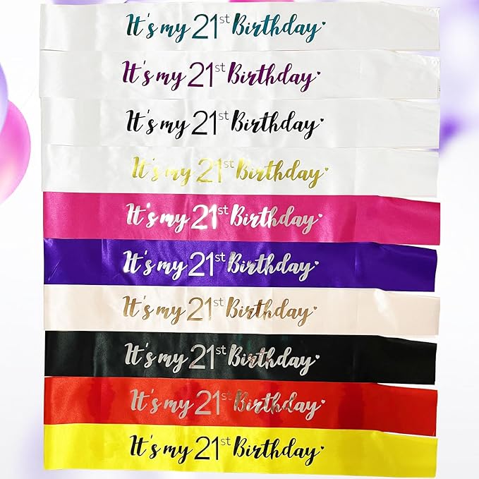 It's My 21st Birthday Sash Black, Birthday Girl Sash Gifts Party Decorations and Supplies, Black with Silver