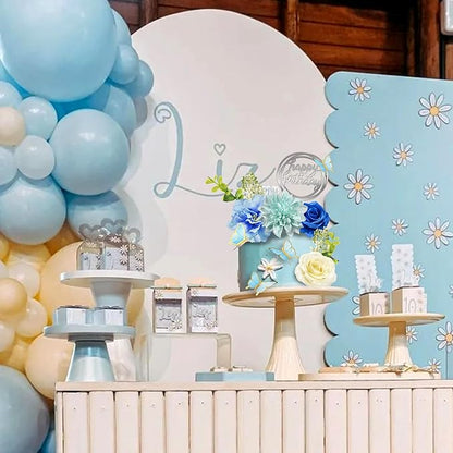 19 PCS Flower Cake Toppers Butterfly Cake Decorations Happy Birthday Cake Toppers with Artificial Blue Rose Flowers Eucalyptus Butterflies for Girls Birthday Party Wedding Baby Shower Supplies (Blue)