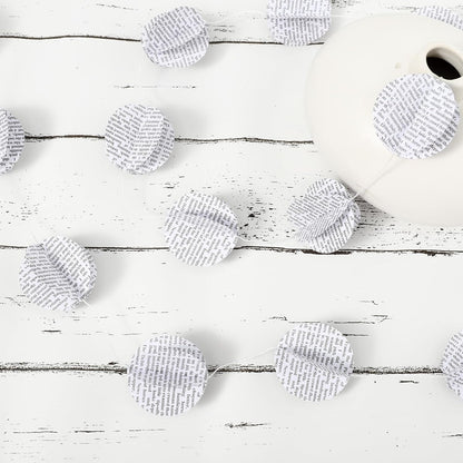 4 Pack Paper Circle Dot Garland Books Page Garland Bunting Party Holiday Christmas Newspaper Strand String Banner Wedding Backdrop Hanging Decoration (White Circular)