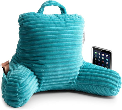 Nestl Reading Pillow for Kids & Teens with Shredded Memory Foam, Luxe Cut Plush Backrest Pillows for Reading and Gaming, for use on Couch, Bed, Floor, Adjustable Support with Washable Cover Teal