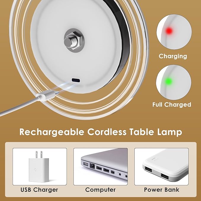 KIBTOY Cordless Table Lamps, Rechargeable Battery Operated Lamps, Touch & Remote Control, 3 CCT & RGB Colors Dimmable,Portable Small Lamp for Bedsides,Kids,Dining Room,Living Room 1 Pack