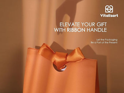 Vitalizart Paper Gift Bags With Ribbon Handles Set of 10 Assorted Colors Bulk Reusable For Gift Wrap Girls Kids Birthday Bridal Shower Party Favors Goodie Bags Candy Christmas 7.87"x3.54"x7.09" Small