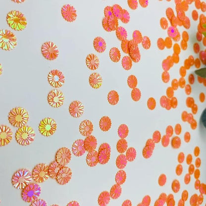 2000PCS 9mm Daisy PVC Confetti Flower Table Confetti for DIY Mold Art Bridal Baby Shower Engagement Wedding Birthday Party Decorations (Orange)