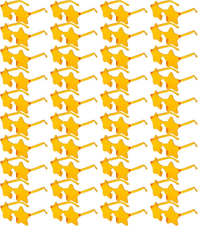 Pibupibu Wholesale 40 Pack Rimless Star Shaped Sunglasses Bulk Adults Unisex, Fun Colorful Pentagram Glasses Party Favors