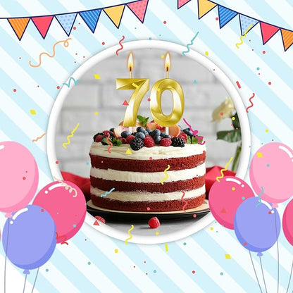 70th Birthday Candles for Cake,Birthday Decorations for Him Her,Number Candles for Cake Toppers Party Anniversary