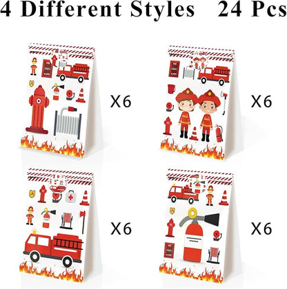24pcs Firetruck Goodie Bags Fire Truck Birthday Party Supplies Firefighter Party Supplies Firetruck Birthday Decorations